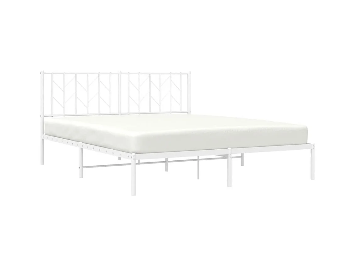Lit-160x200 cm métal + tête de lit blanc HOQW39398