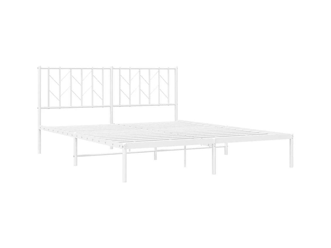 Lit-160x200 cm métal + tête de lit blanc HOQW39398