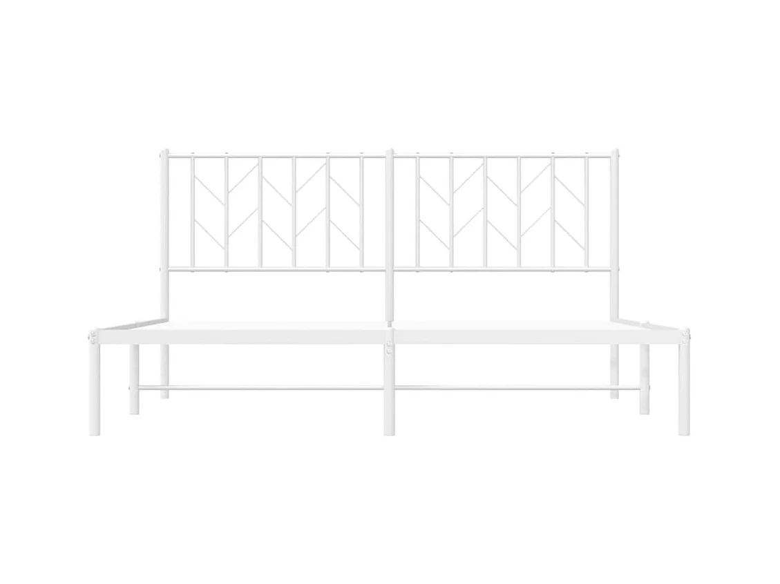 Lit-160x200 cm métal + tête de lit blanc HOQW39398