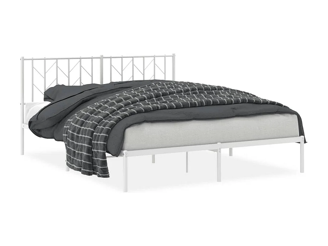 Cama com cabeceira 160x200 cm metal branco PT337442