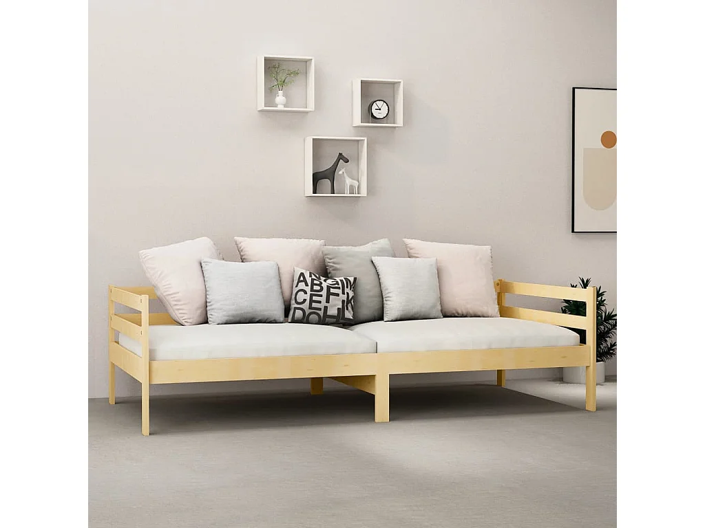 Lit-90x200 cm de repos + matelas Bois de pin massif HOQW60839