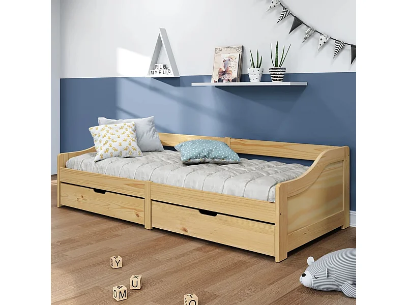 Tagesbett,Sofabett mit 2 Schubladen IRUN 90x200 cm Massivholz Kiefer -gkd91548