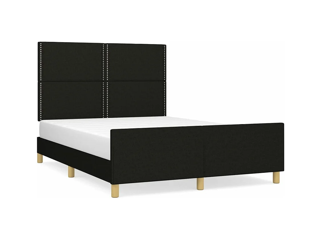 Lit-140x190 cm + tête de lit Noir Tissu HOQW48609