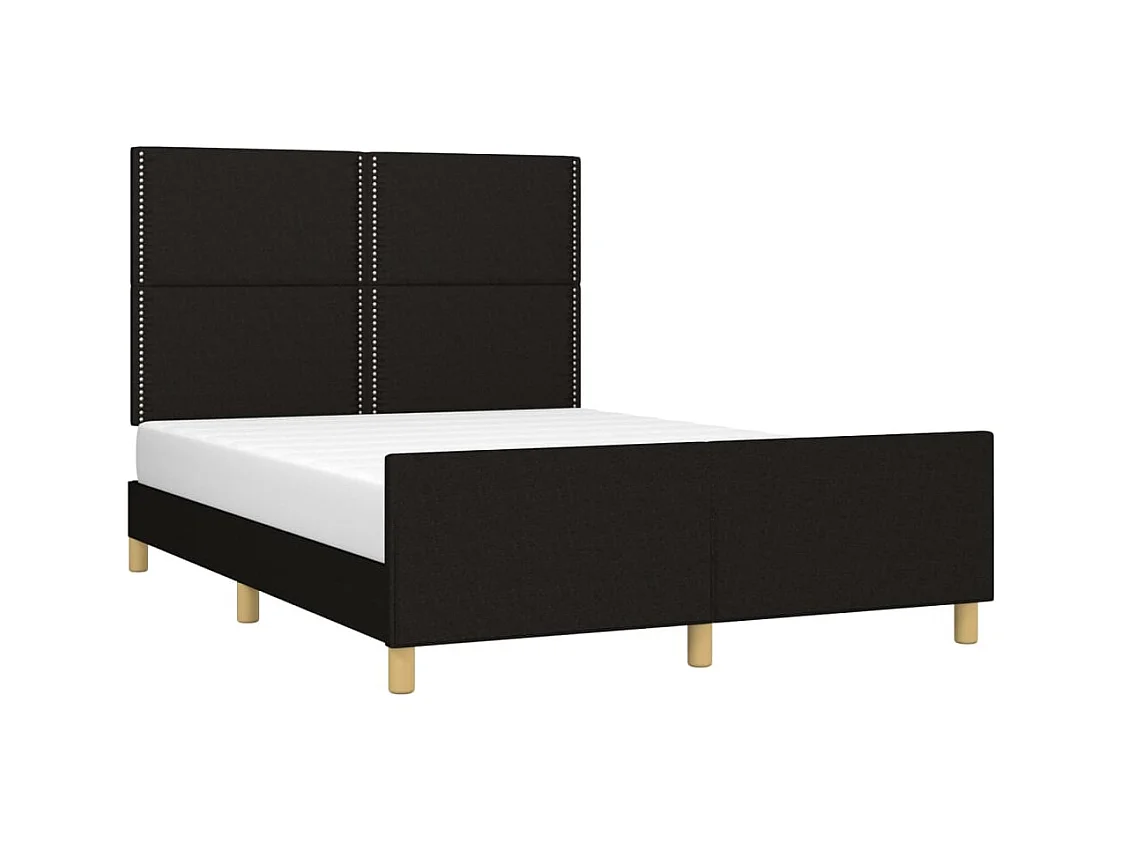 Lit-140x190 cm + tête de lit Noir Tissu HOQW48609