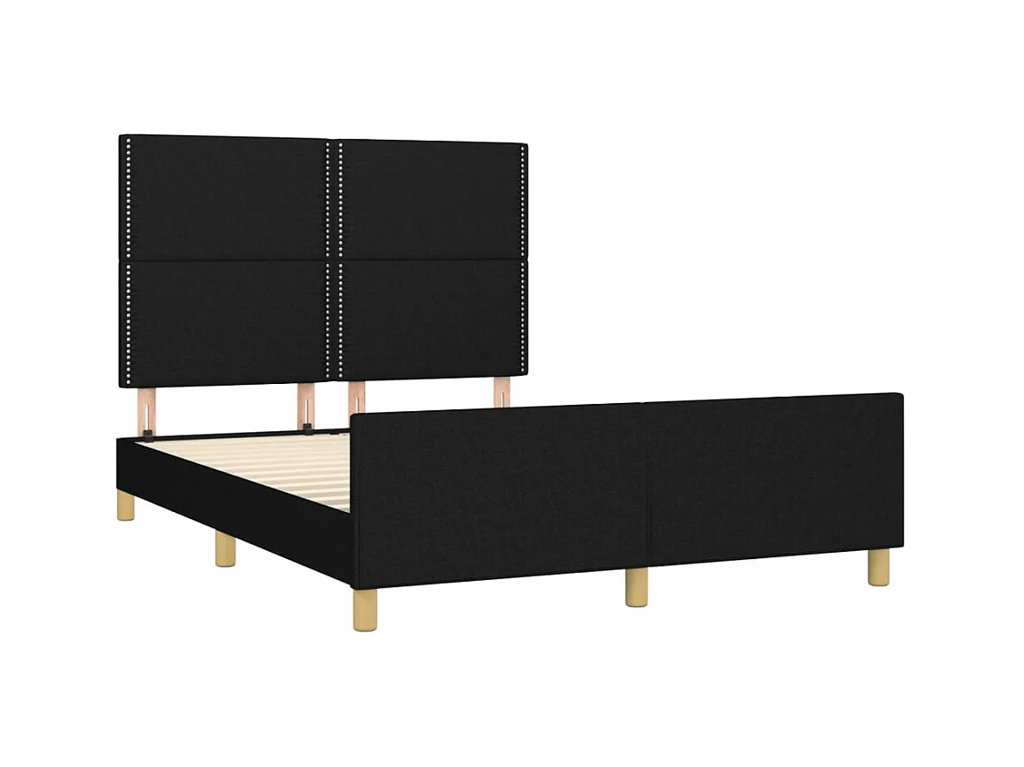 Lit-140x190 cm + tête de lit Noir Tissu HOQW48609