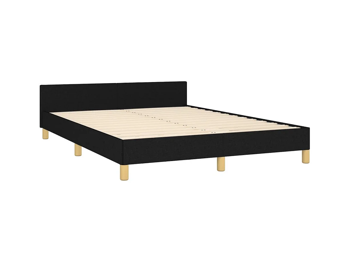 Lit-140x190 cm + tête de lit Noir Tissu HOQW48609