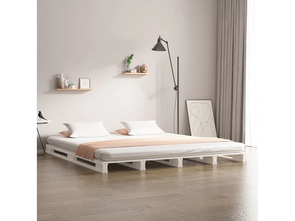 Lit-120x200 cm de palette blanc bois de pin massif HOQW72244