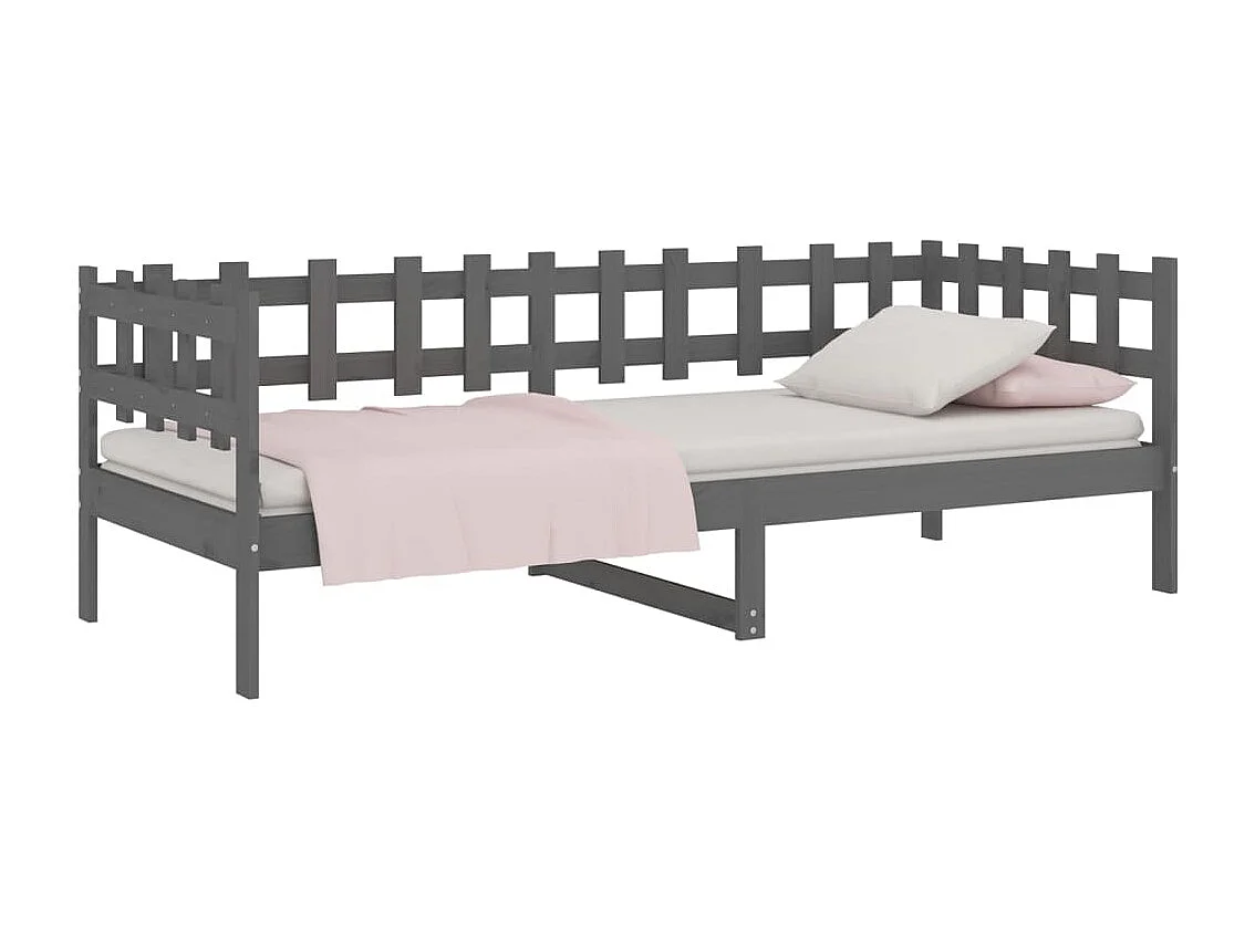 Tagesbett,Sofabett Grau 90x200 cm Massivholz Kiefer -gkd36623