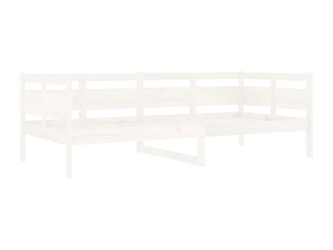 Cama de solteiro 90x200 cm madeira de pinho maciça branco PT766461