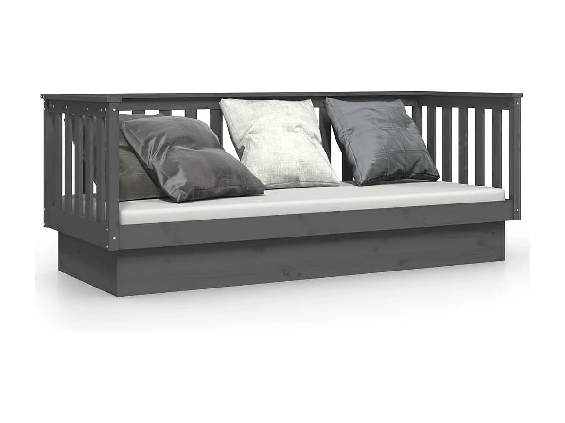 Cama de solteiro 75x190 cm madeira de pinho maciça cinzento PT104505