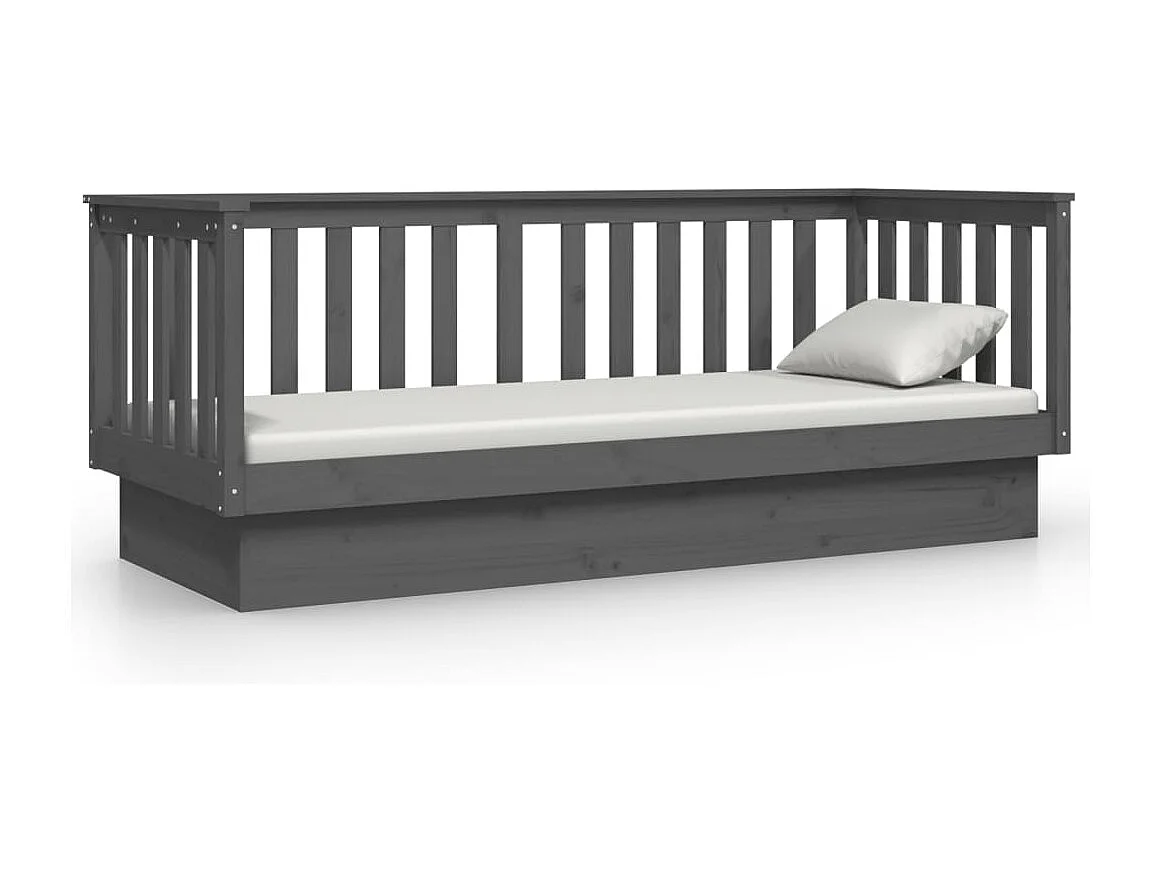 Tagesbett,Sofabett Grau 75x190 cm Massivholz Kiefer -gkd27681
