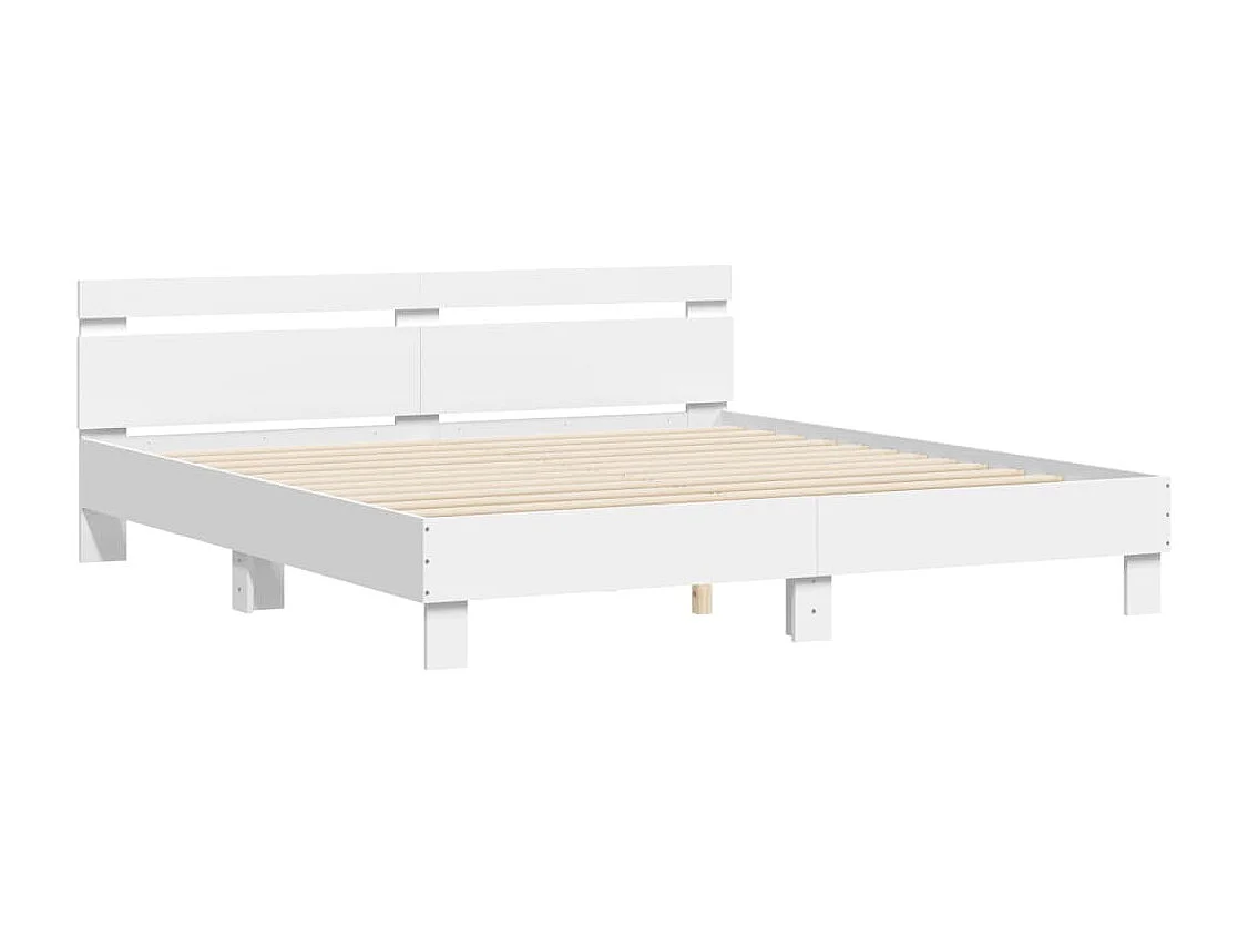 Lit-200x200 cm + tête de lit blanc bois d'ingénierie HOQW13963
