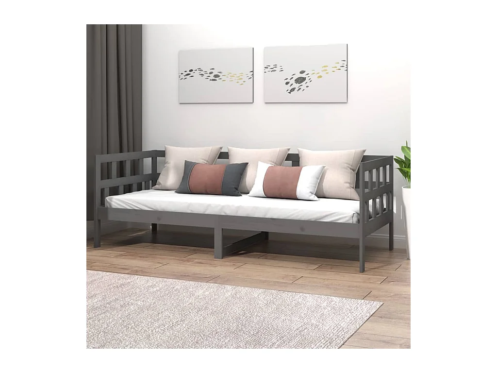 Tagesbett,Sofabett Grau Massivholz Kiefer 90x190 cm -gkd58308