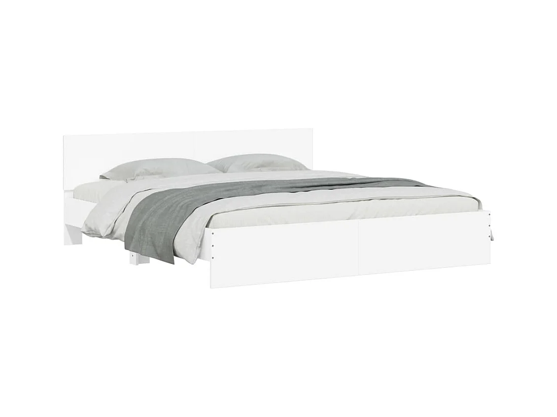 Lit-160x200 cm + tête de lit blanc HOQW45677