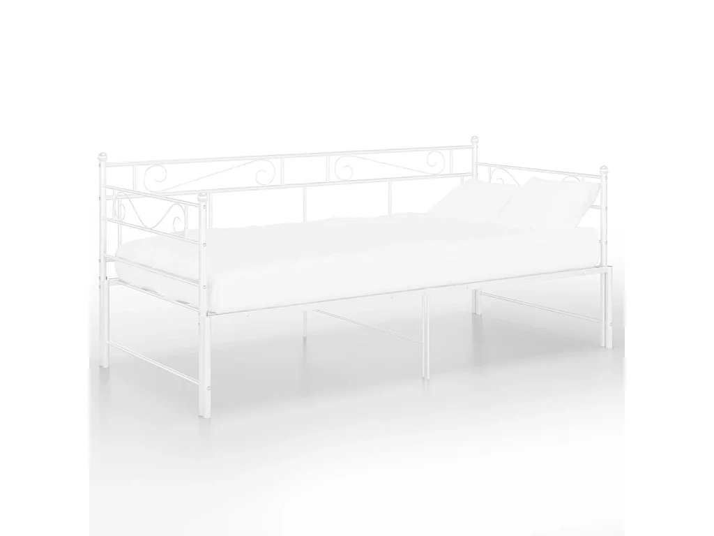 Cama de solteiro de puxar 90x200 cm metal branco PT673188