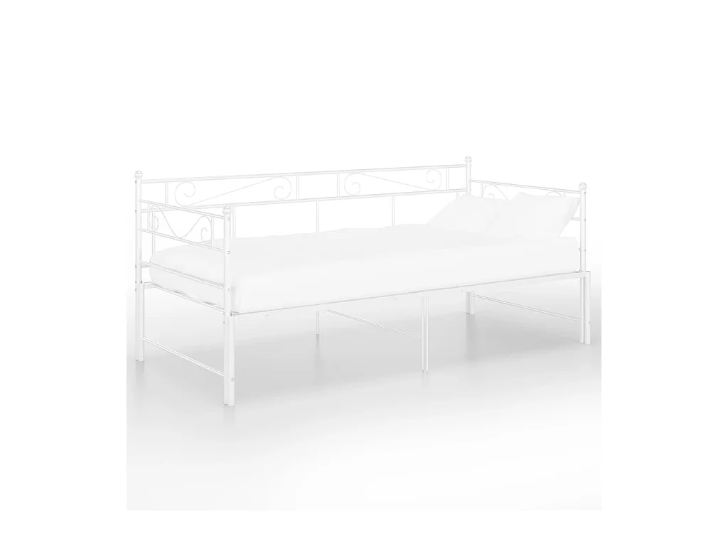 Slaapbankframe uittrekbaar metaal wit 90x200 cm NL30157