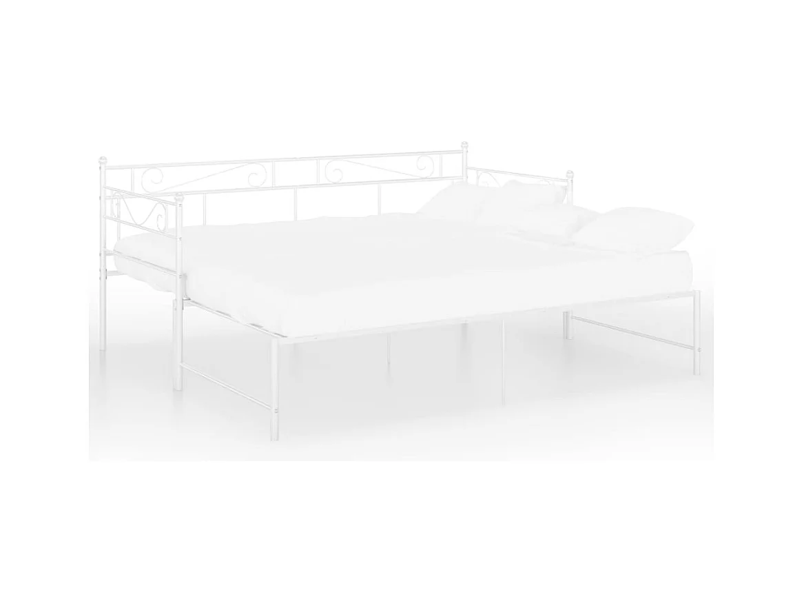 Slaapbankframe uittrekbaar metaal wit 90x200 cm NL30157