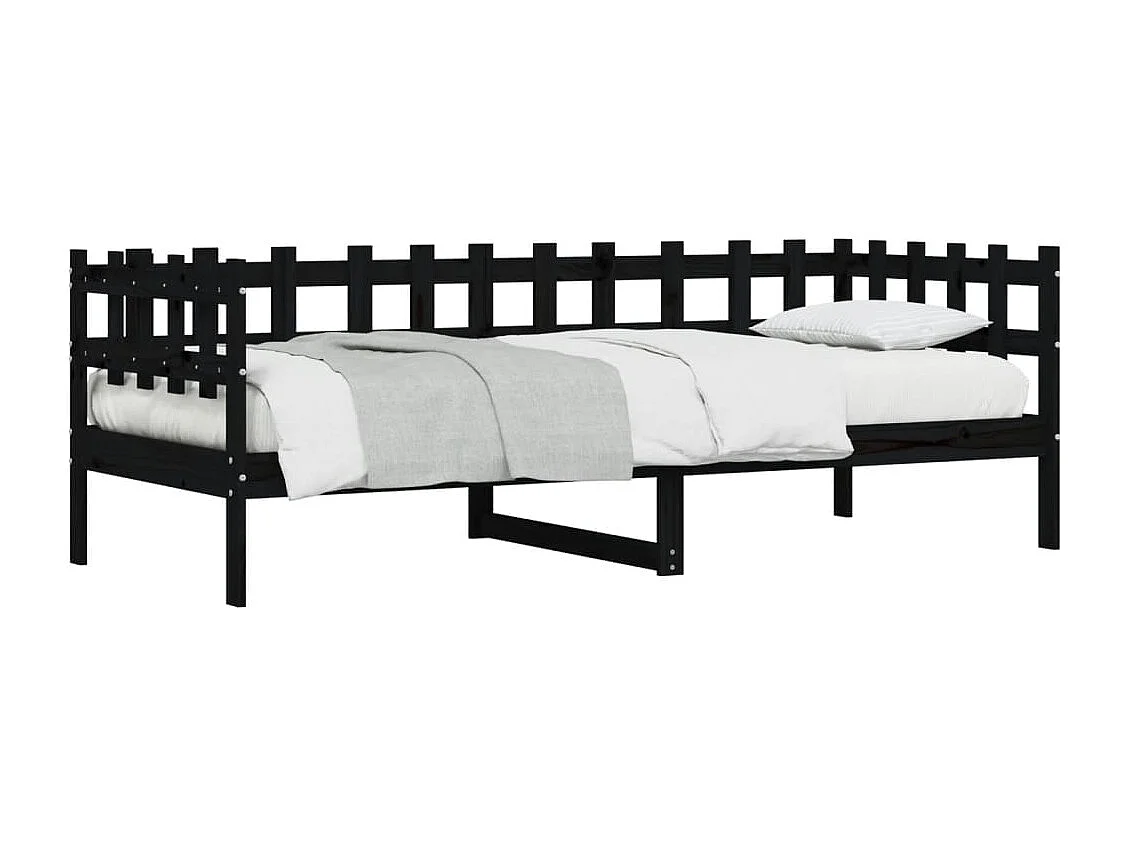 Lit-90x200 cm de jour Noir Bois de pin massif HOQW33042