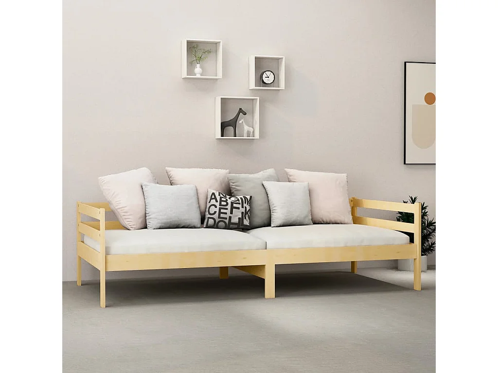 Cama de solteiro com colchão 90x200 cm pinho maciço PT737873