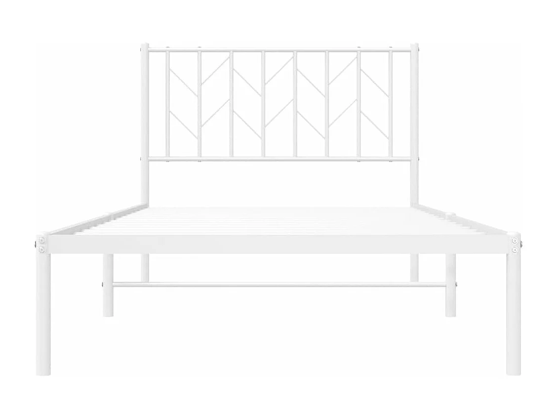 Lit-100x190 cm métal + tête de lit blanc HOQW72900