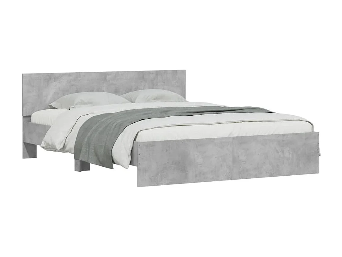 Lit-140x190 cm + tête de lit gris béton HOQW65239