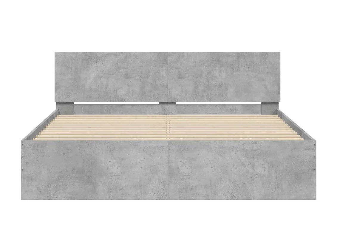 Lit-140x190 cm + tête de lit gris béton HOQW65239