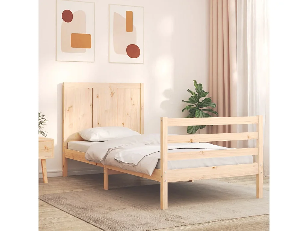 Cama com cabeceira 100x200 cm madeira maciça PT305175