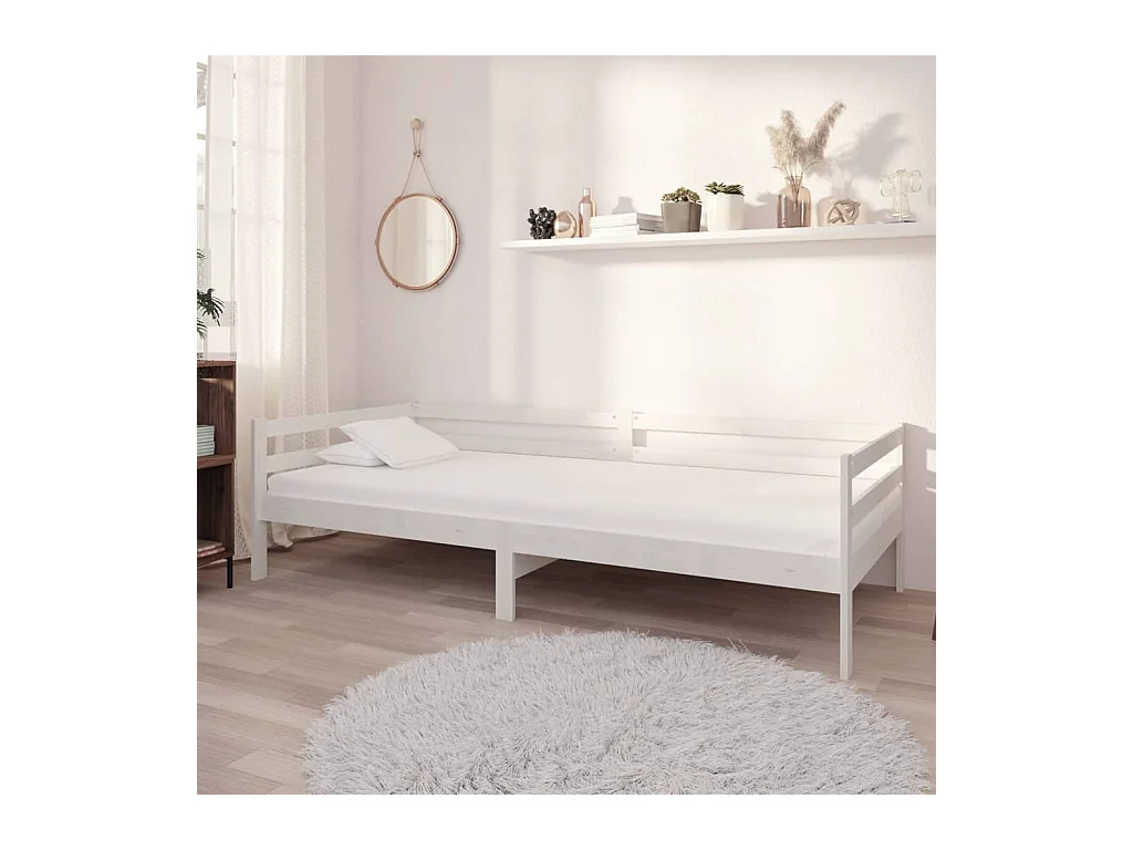 Lit-90x200 cm Blanc Bois de pin massif HOQW30414
