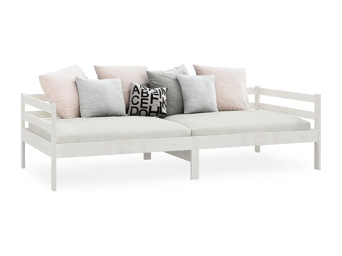 Cama de solteiro 90x200 cm madeira de pinho maciça branco PT682494