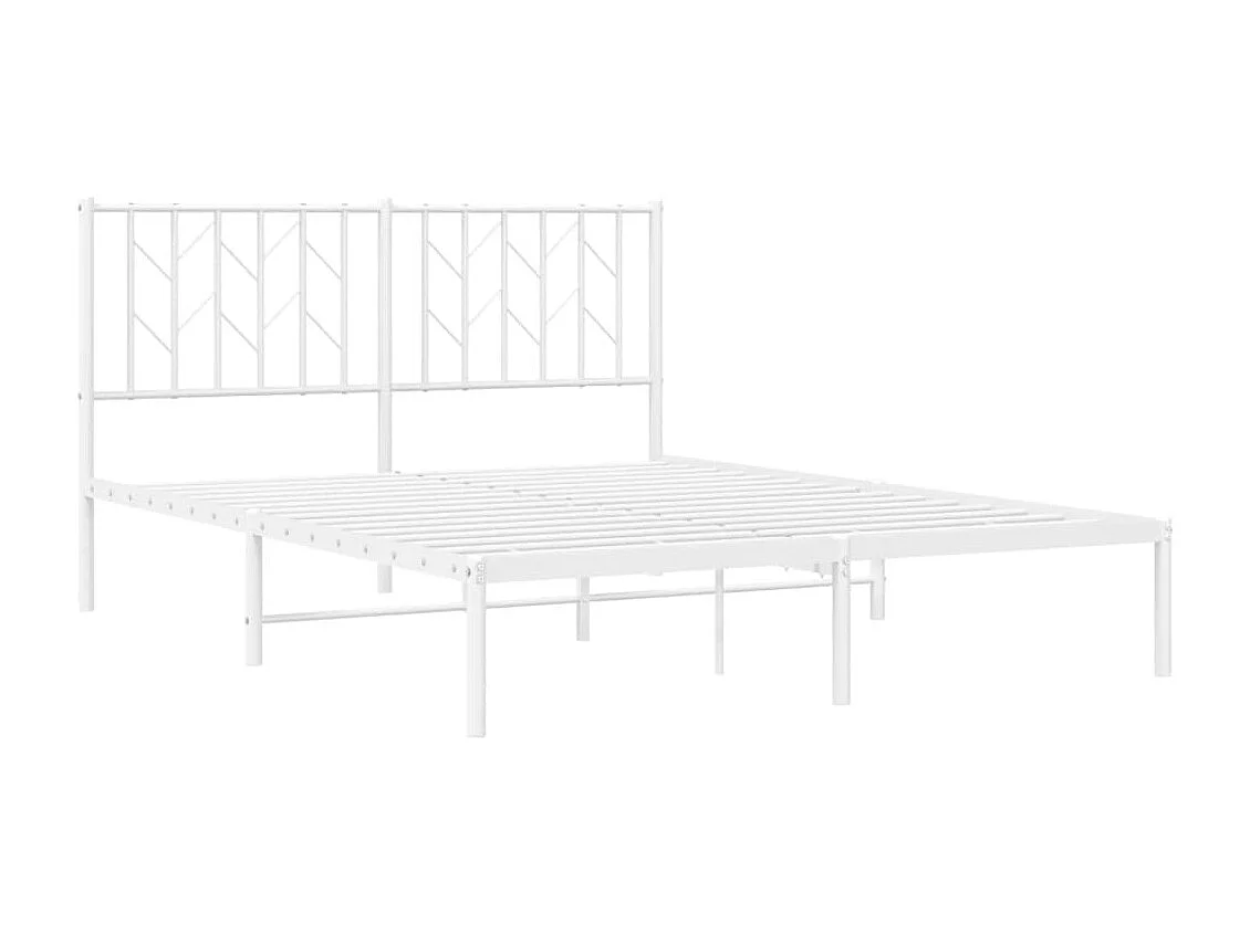 Lit-140x190 cm métal + tête de lit blanc HOQW18380