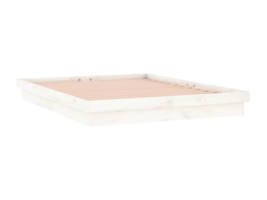 Bedframe LED massief hout wit 150x200 cm NL92108