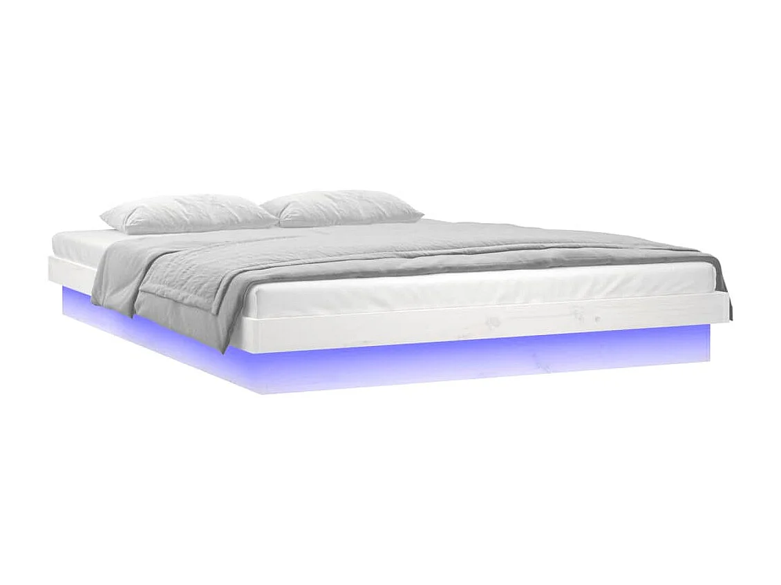 Bedframe LED massief hout wit 150x200 cm NL92108