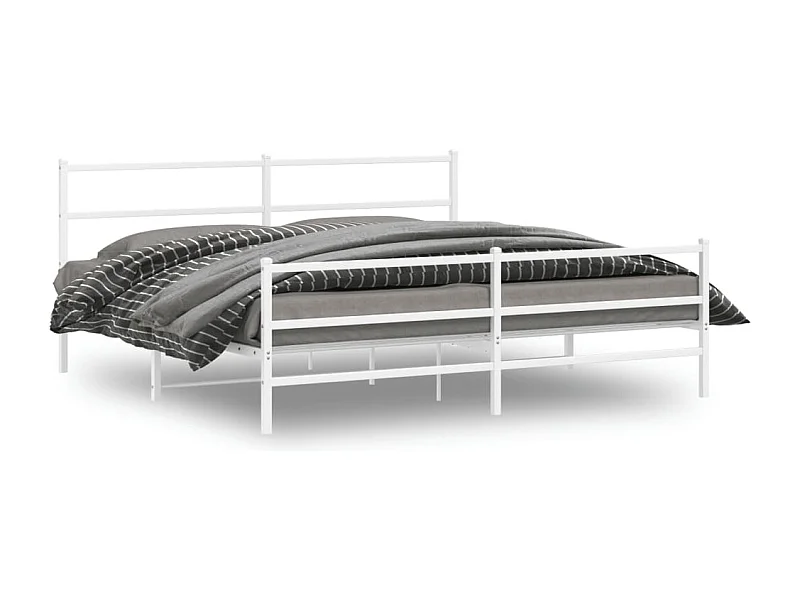 Cama com cabeceira e pés 193x203 cm metal branco PT219822