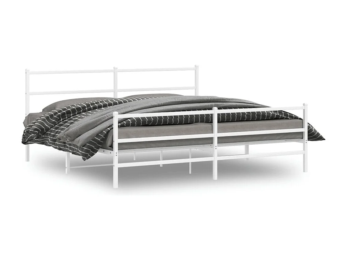 Cama -190x200 cm metal con cabecero y estribo blanco YOE98559