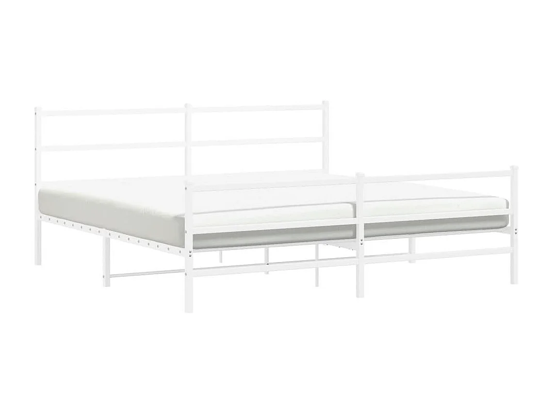 Cama -190x200 cm metal con cabecero y estribo blanco YOE98559