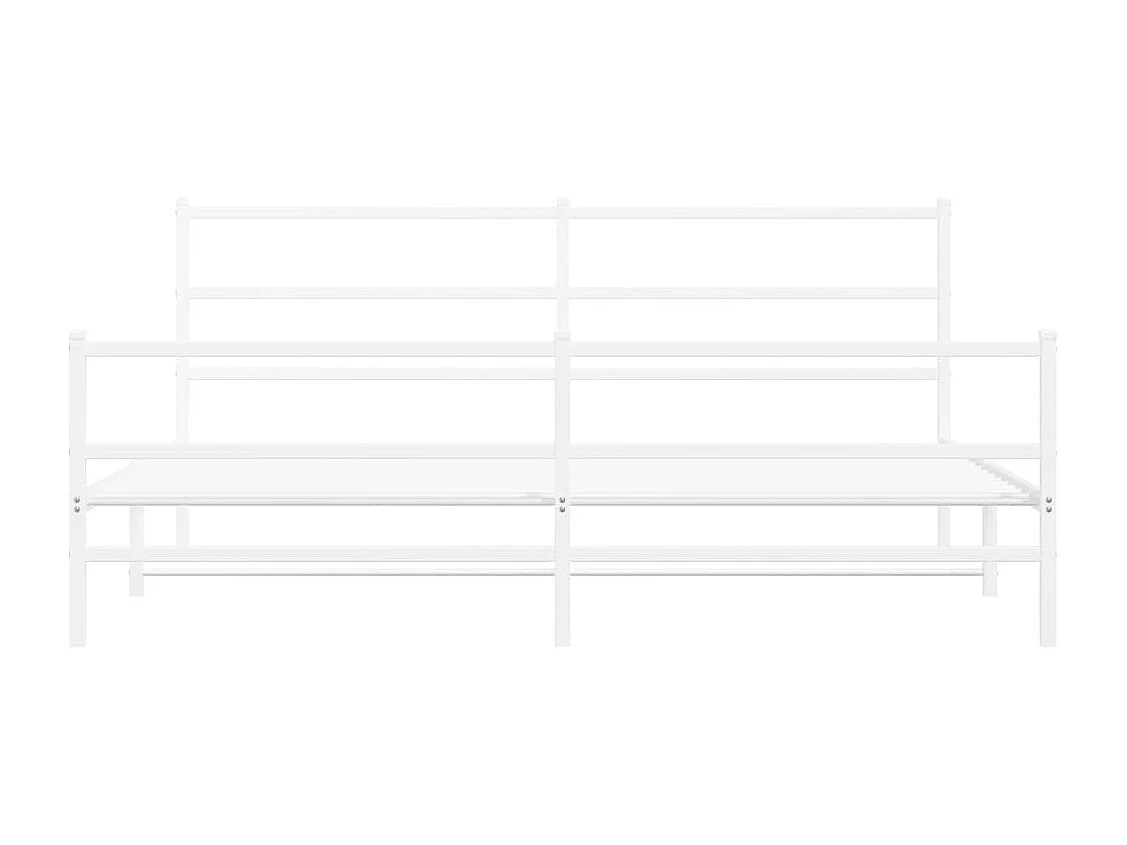 Cama -190x200 cm metal con cabecero y estribo blanco YOE98559