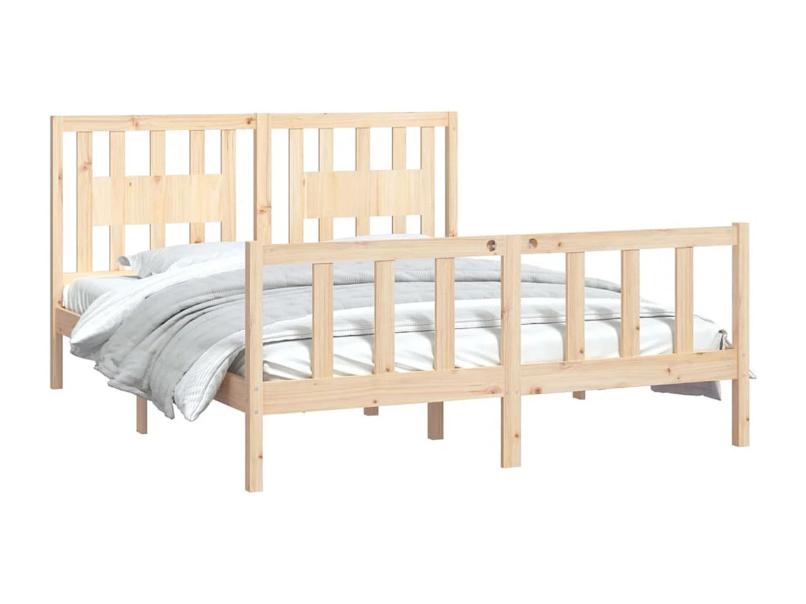 Lit-160x200 cm + tête de lit bois de pin massif HOQW24043