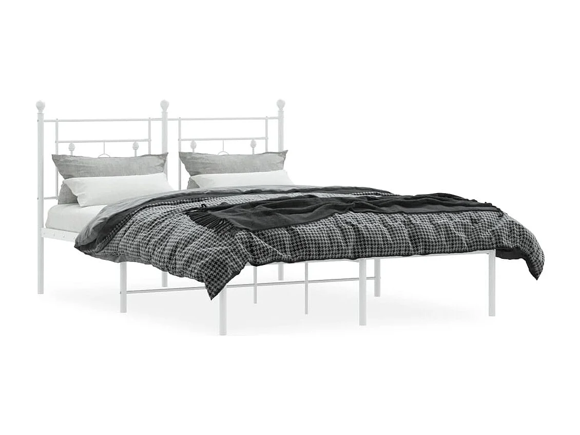 Cama com cabeceira 140x190 cm metal branco PT970358