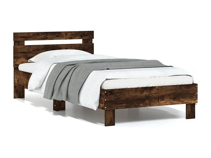 Cama -90x200 cm con cabecero madera de ingeniería roble ahumado YOE74670