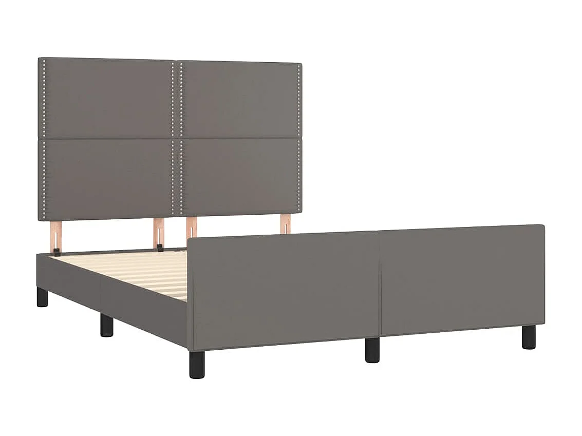 Cama -140x190 cm con cabecero cuero sintético gris YOE58770