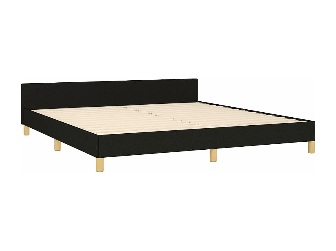 Lit-160x200 cm + tête de lit Noir Tissu HOQW56204