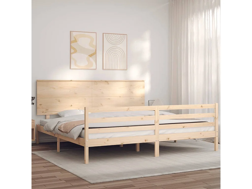 Cama -180x200 cm de matrimonio con cabecero madera maciza YOE