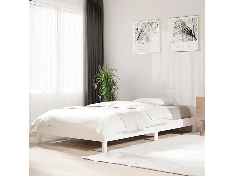 Cama -90x200 cm apilable de madera pino maciza blanco YOE65108
