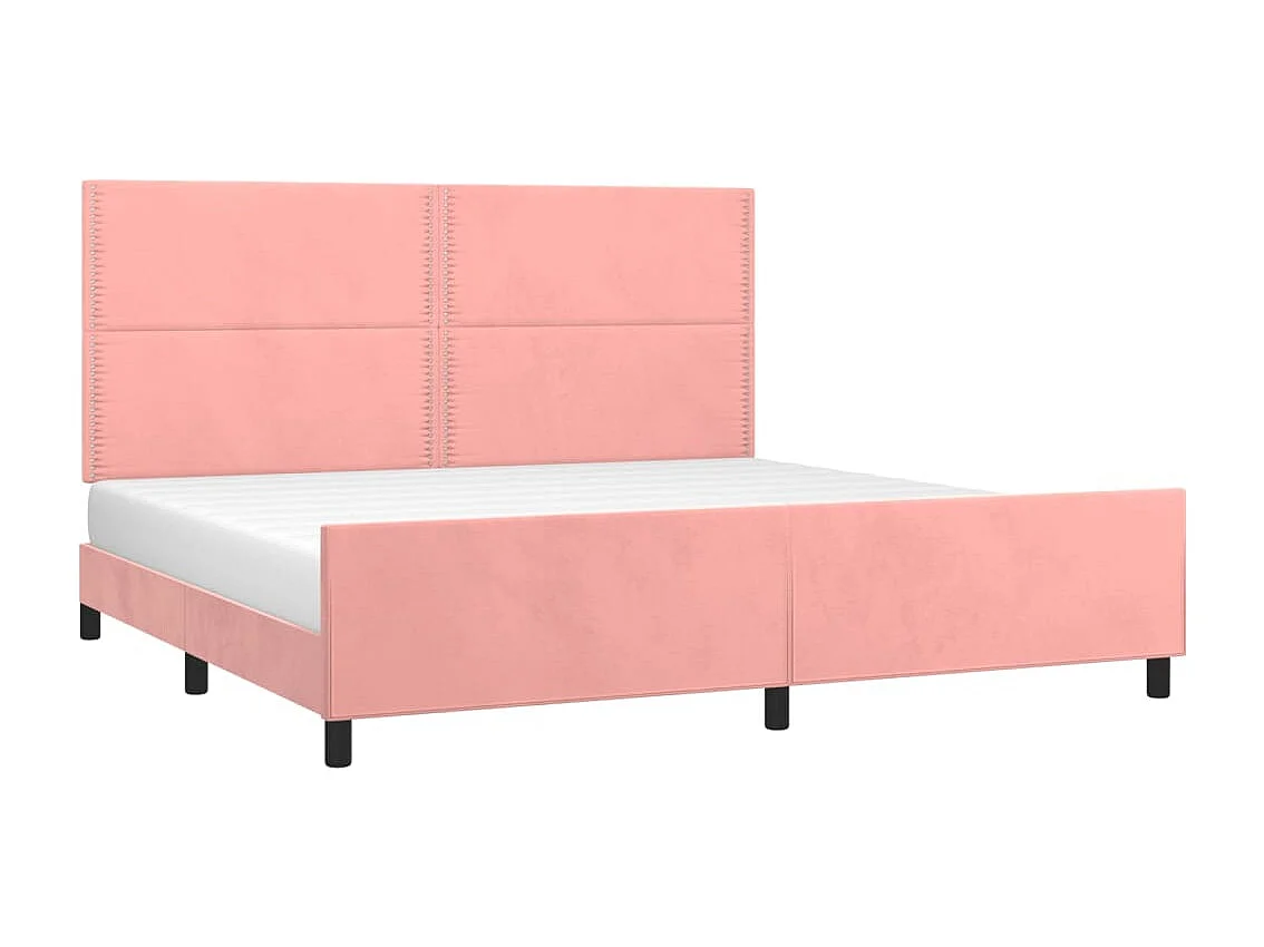 Lit-200x200 cm + tête de lit Rose Velours HOQW79672