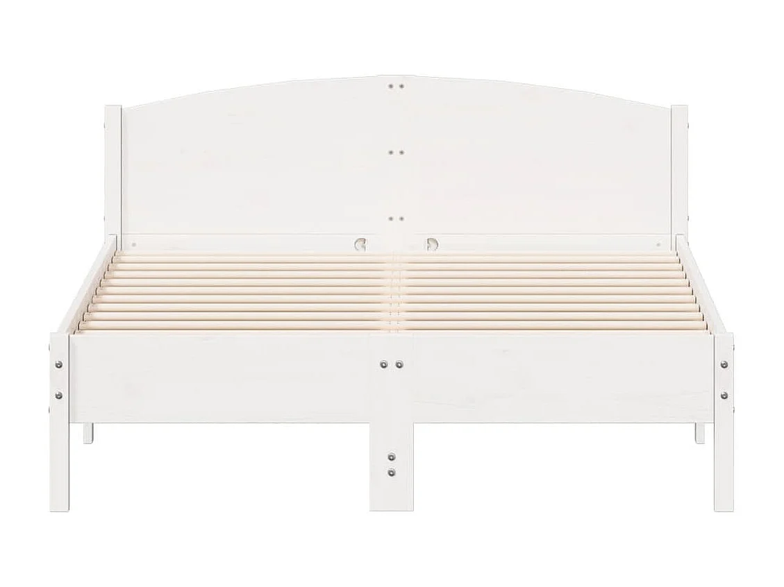 Bedframe met hoofdbord massief grenenhout wit 140x190 cm NL58003