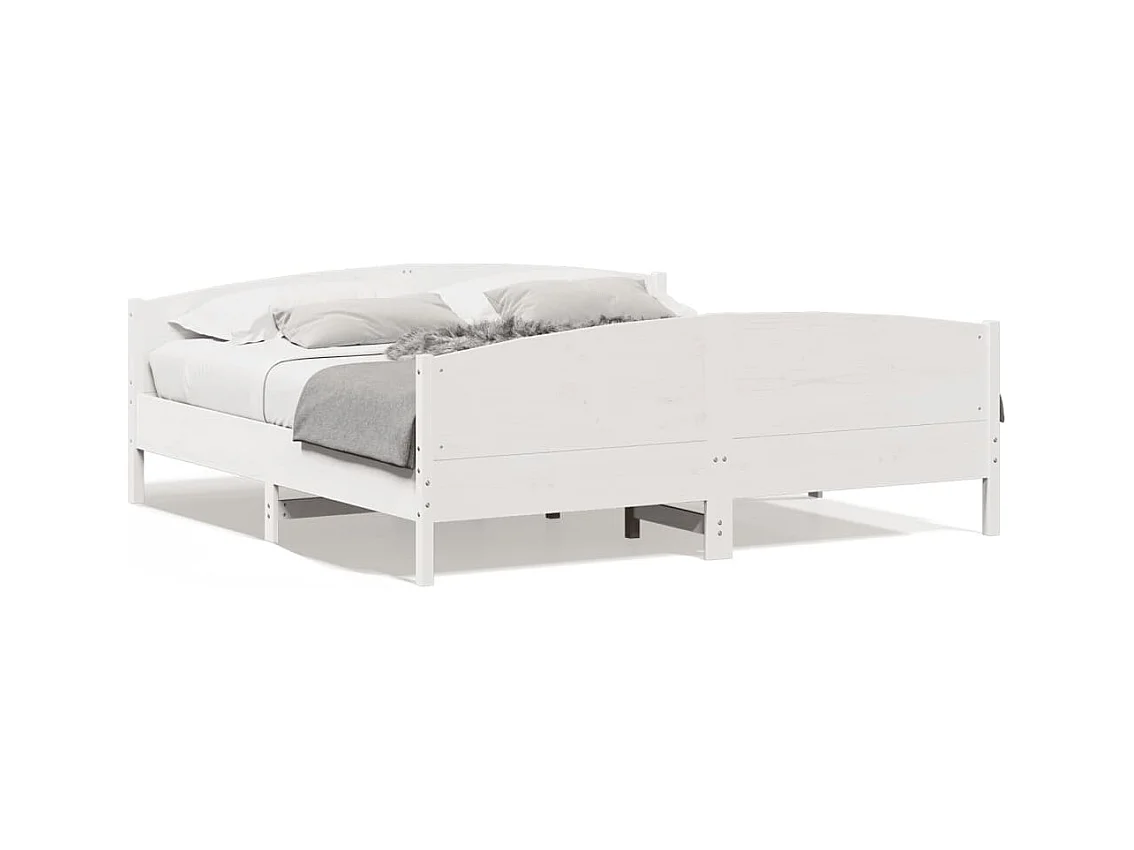 Lit-180x200 cm et tête de lit blanc bois de pin massif HOQW42342