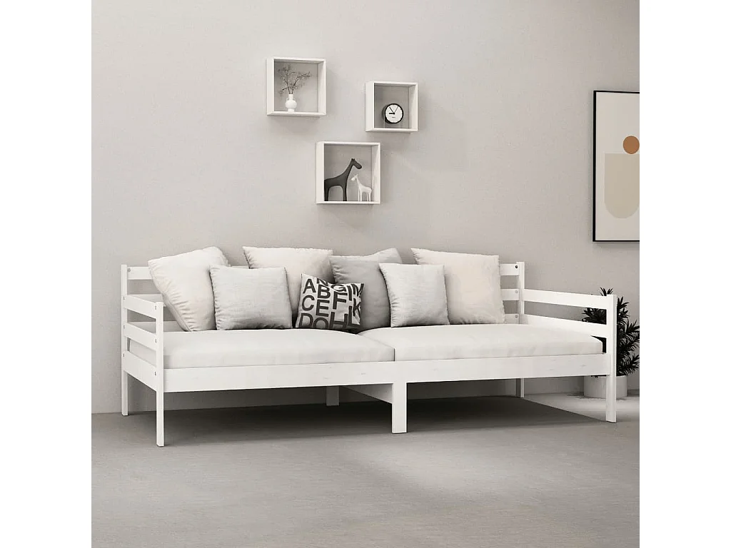 Tagesbett,Sofabett mit Matratze 90x200 cm Weiß Kiefer Massivholz -gkd21736