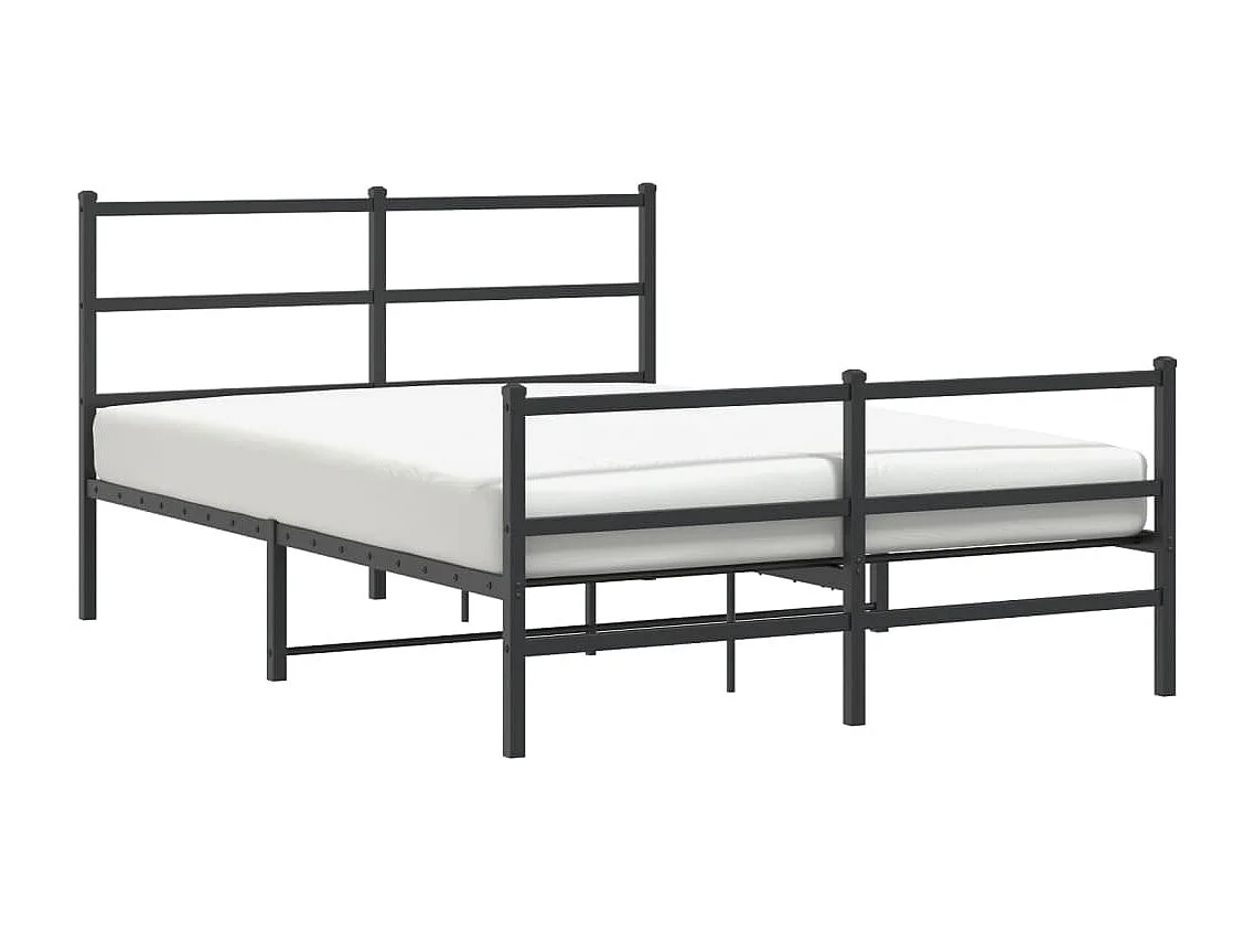 Lit-140x190 cm métal + tête de lit/pied de lit noir HOQW74985