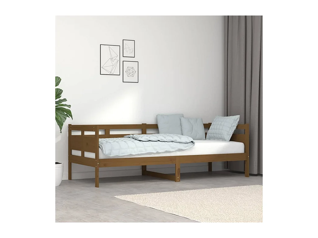 Lit-80x200 cm de jour marron miel bois de pin massif HOQW85522