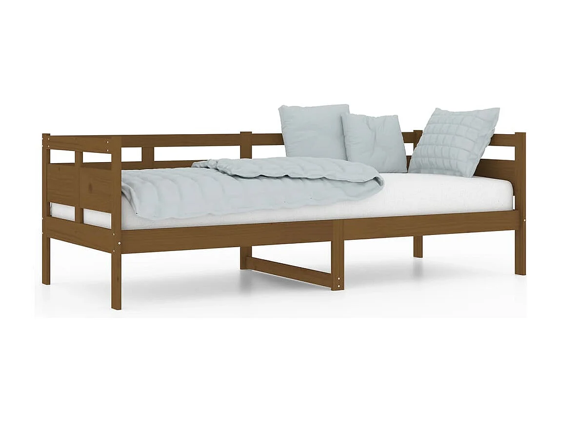 Cama de solteiro 80x200 cm madeira de pinho maciça castanho-mel PT889354